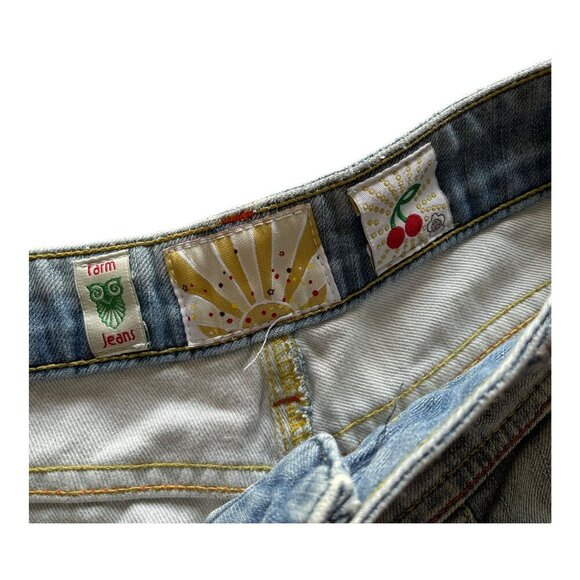 Farm Rio Jeans High Waisted Light Wash Denim Cuffed Shorts Pleated Size 36 - Picture 2 of 9